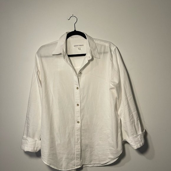 Denim Forum Aritzia Oversized White Linen Button Down Shirt. Small - Picture 4 of 7